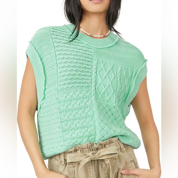 Free People Sweaters - Free People Take the Plunge Cable Sweater Vest NWT